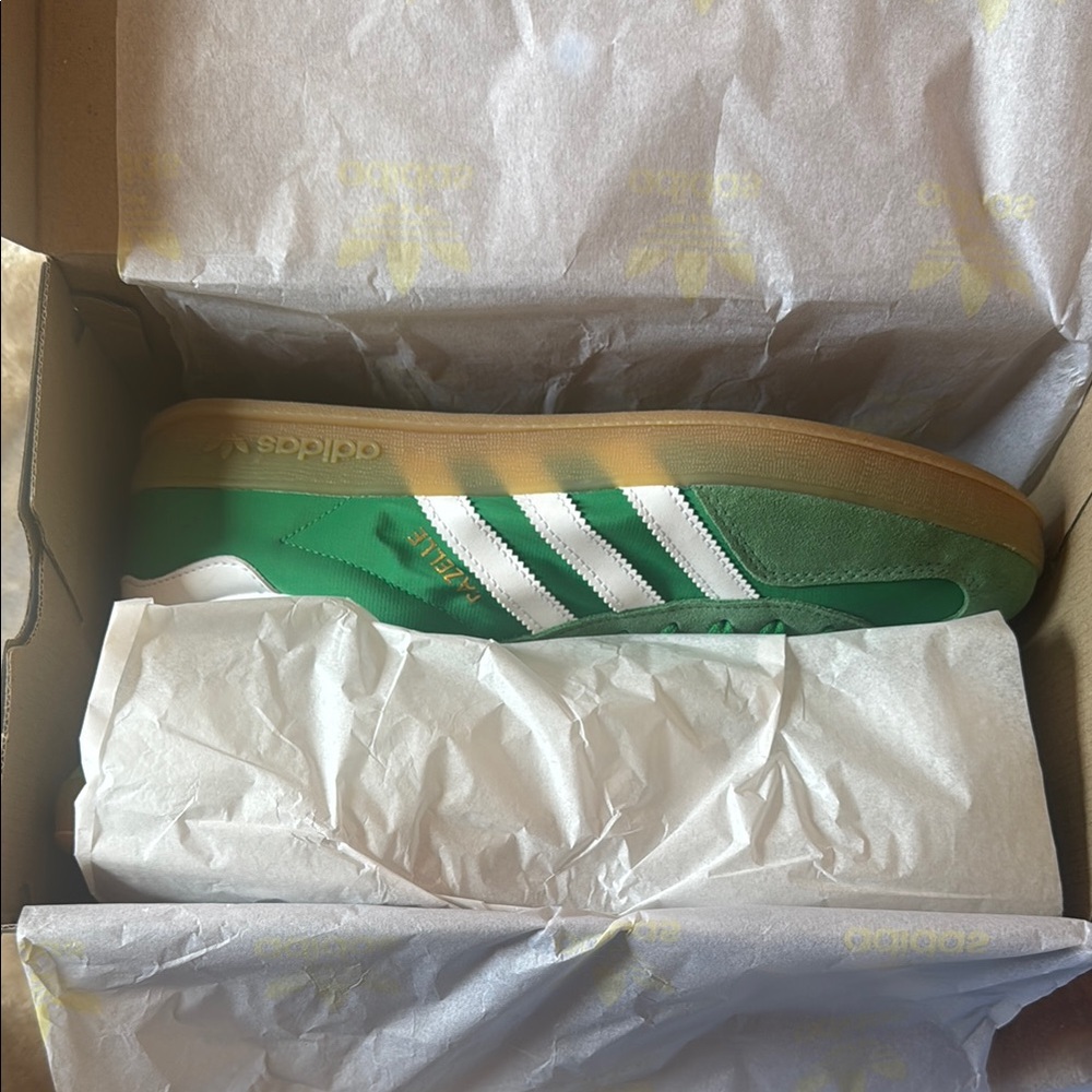 Adidas Green and White Gazelle Sneakers